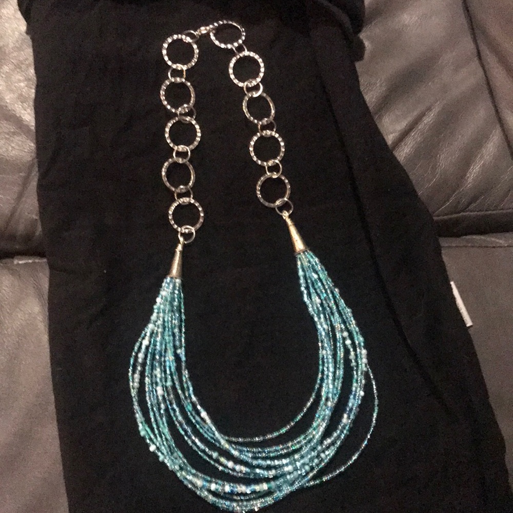 Hand strung Swarovski bead blue shade  1 of a kind